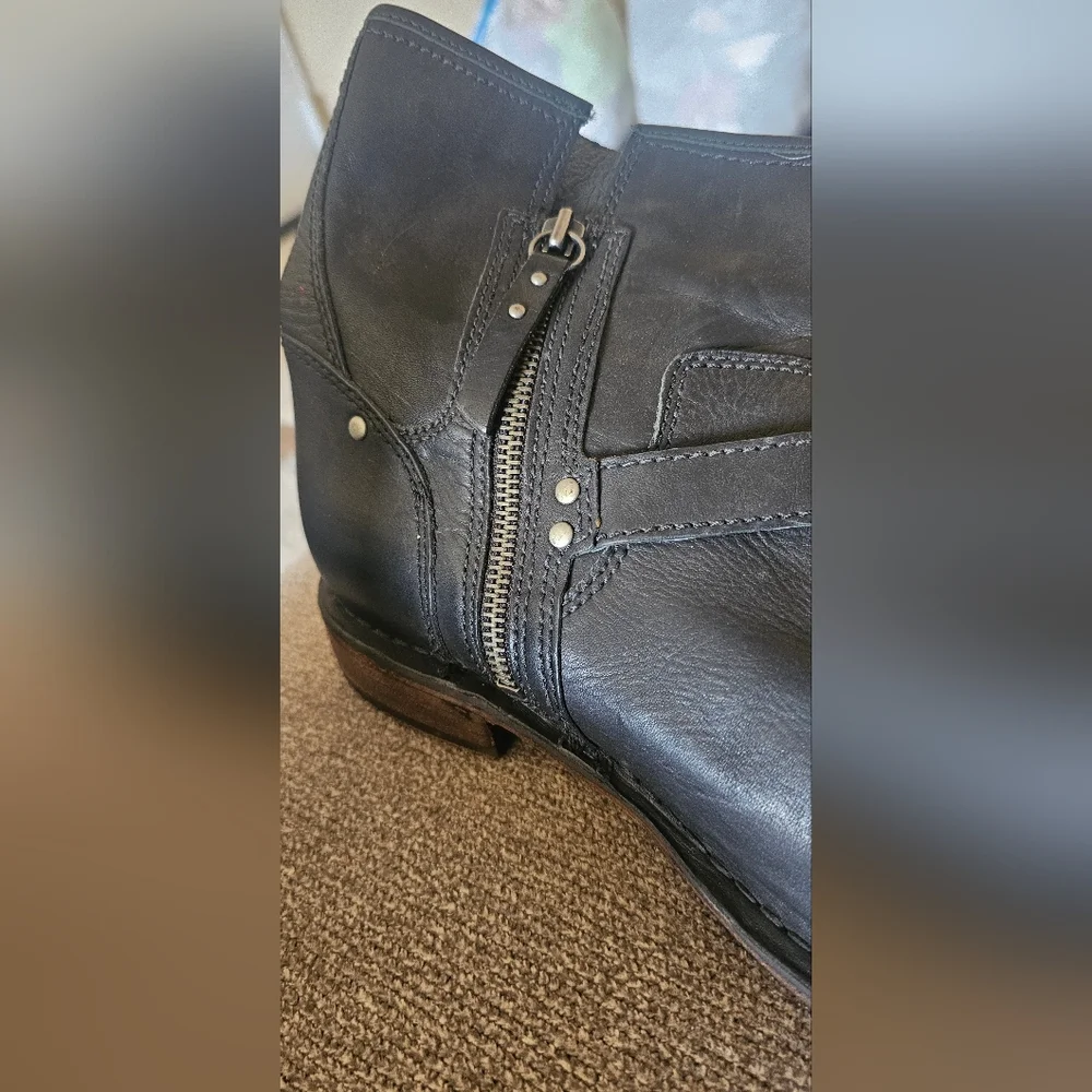 UGG Women's Black Leather Moto Boots - Picture 11 of 11